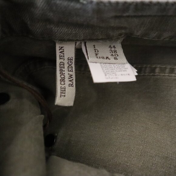 Brunello Cucinelli Monili Precious Jeans Army Green Denim Crop Raw Edge Size 8 - Picture 7 of 10